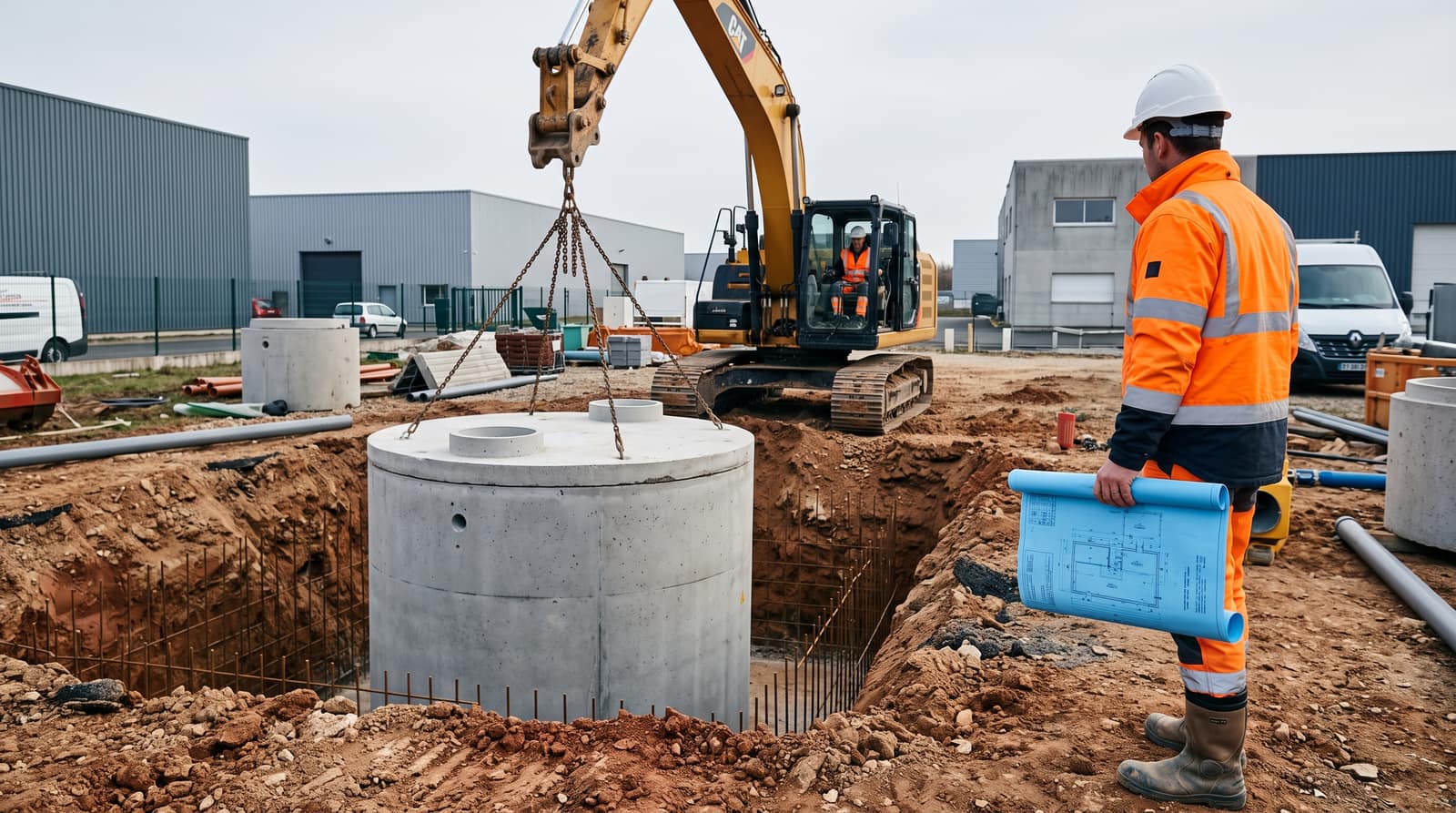 Cuve enterrée pour un site professionnel : béton ou polyéthylène