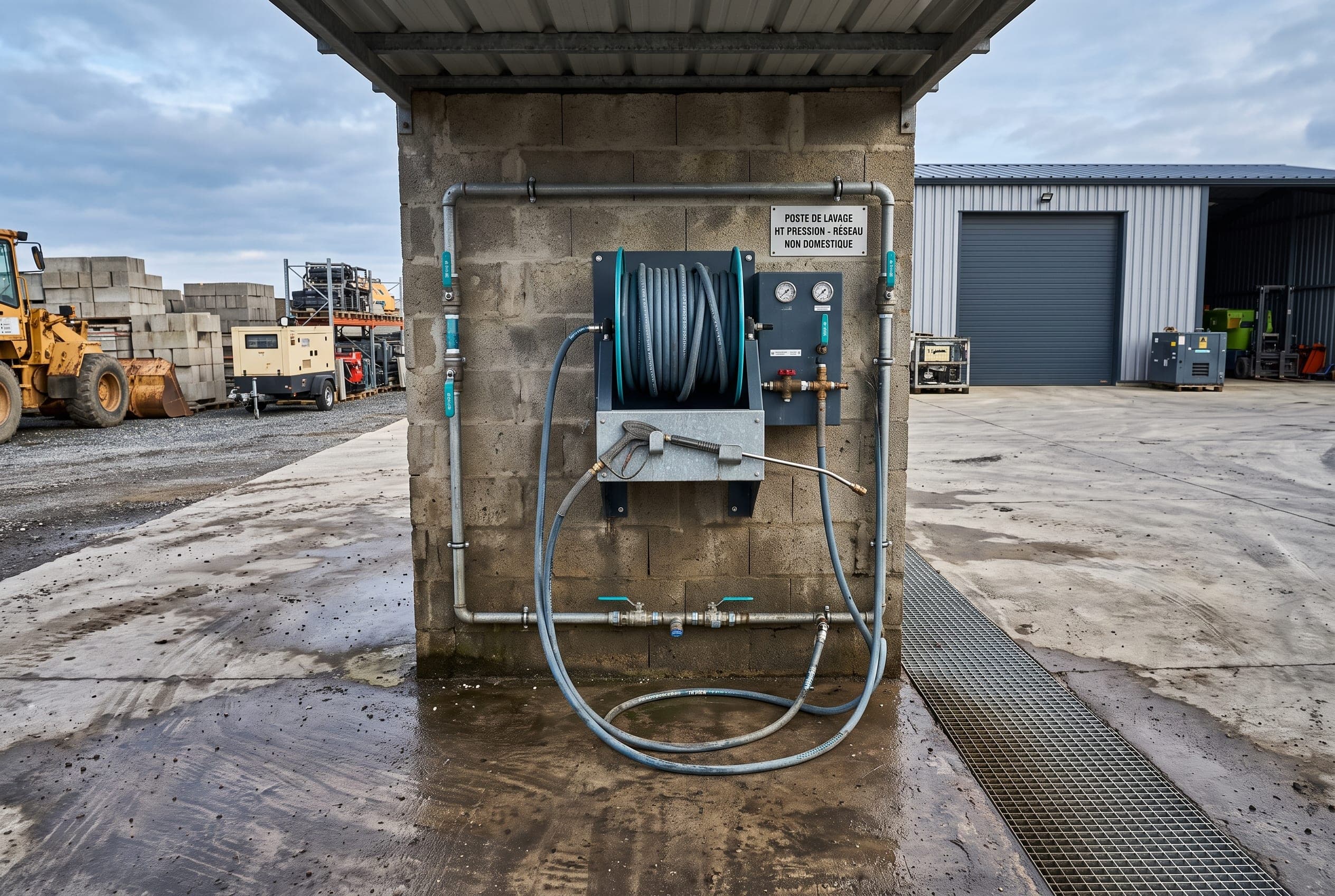 Poste de lavage industriel raccordé à un réseau non domestique