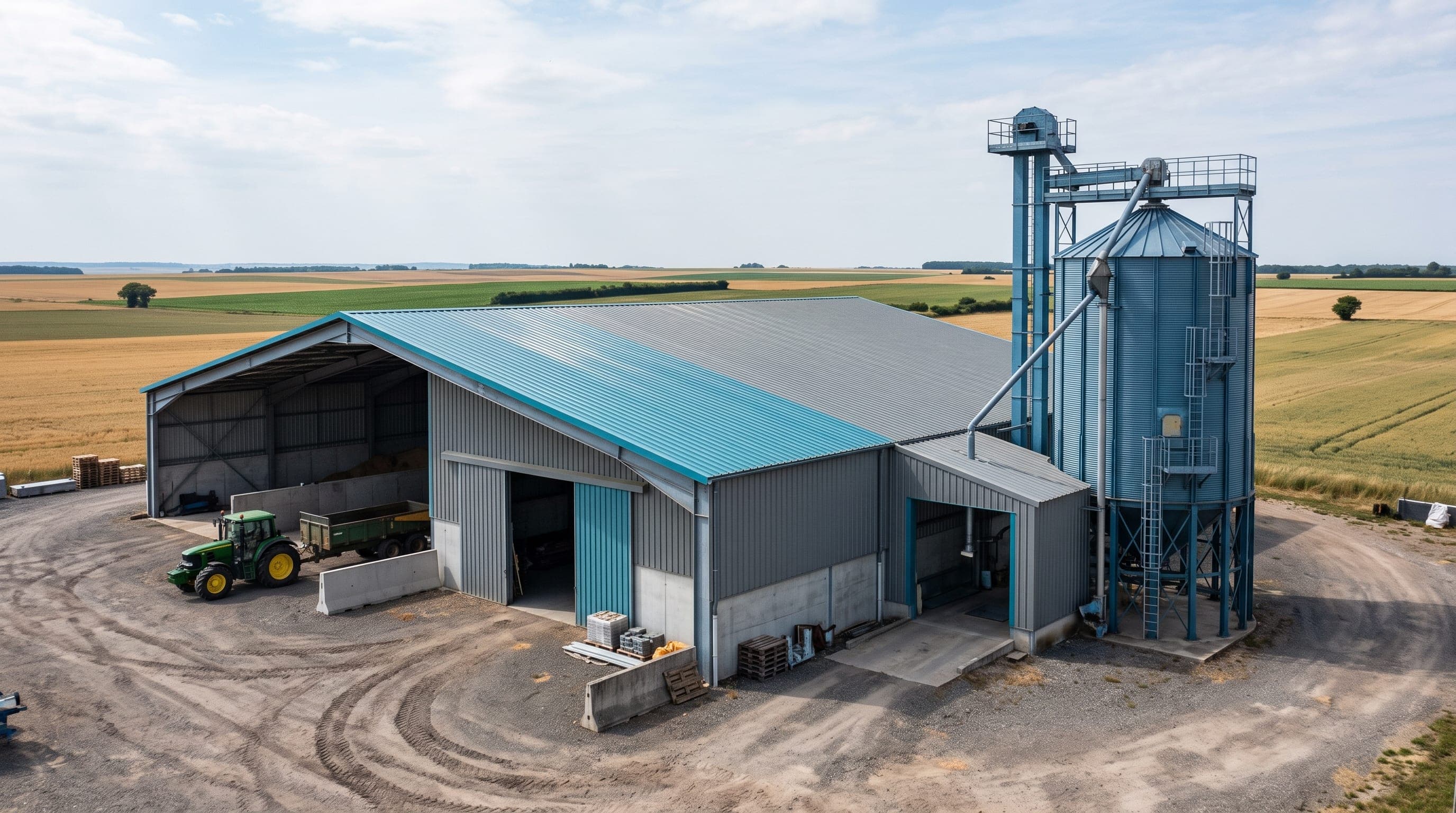 Hangar agricole et silo céréalier du bassin agricole de Pithiviers